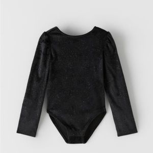Girls Black Velvet Sparkle Leotard